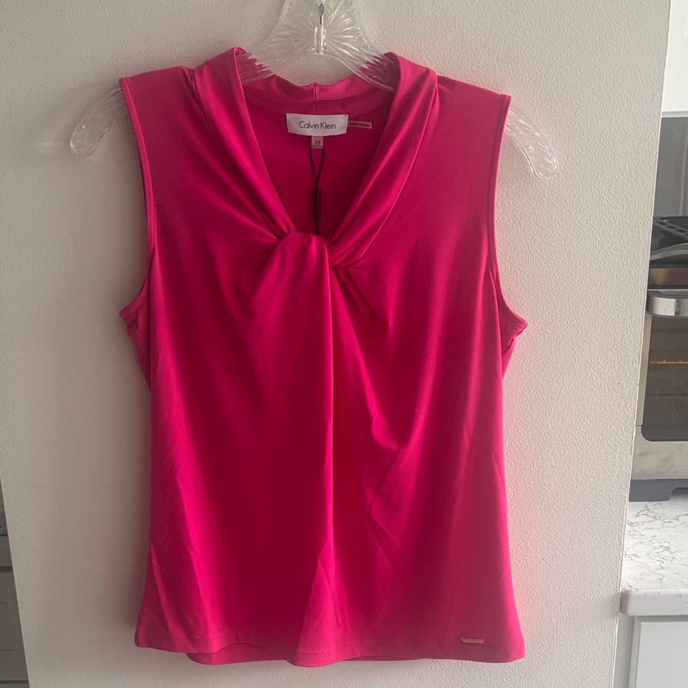 NWT Calvin Klein hot pink Sleeveless Blouse